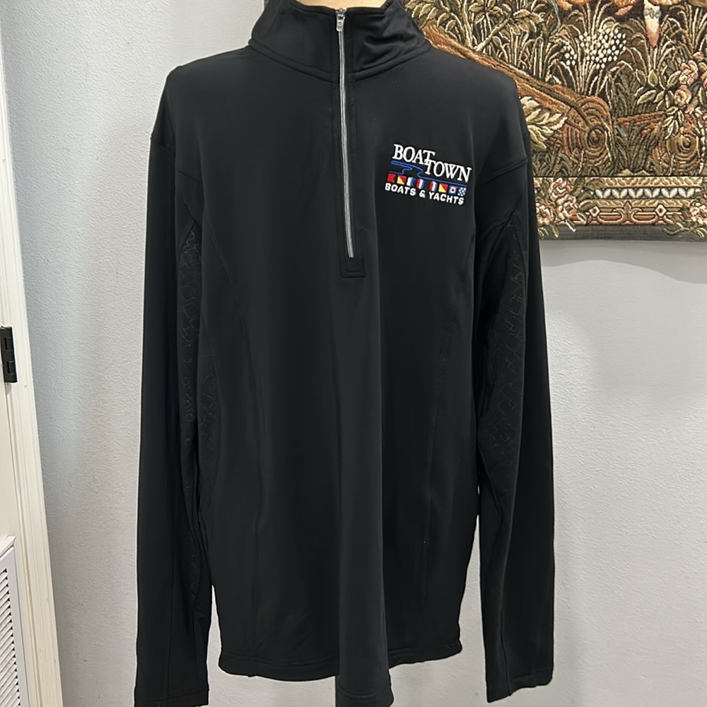 TRIMARK Black Geometric Design Pull Over Quarter Zip‎ Jacket. Size L